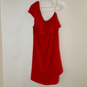 Bobeau One Shoulder Red Midi Dress